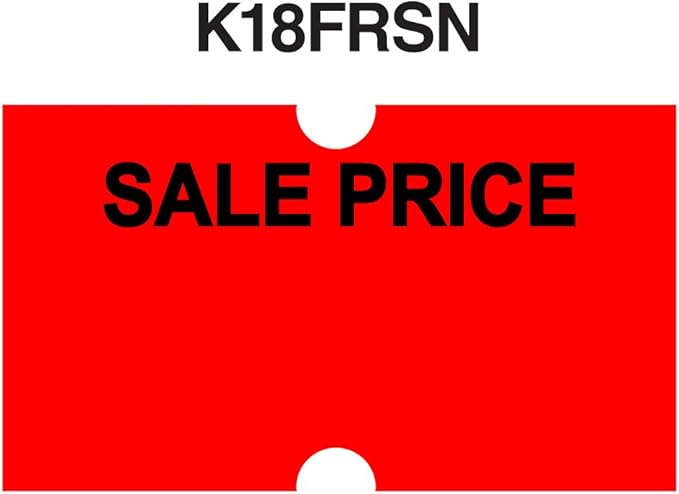 Fluorescent Red with Black "Sale Price" Labels with No Tamper Proof Slits to fit Motex® MX5500 Price Guns 16 Pack (Free Ink roll Included)