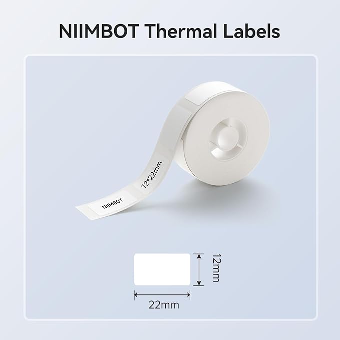 NIIMBOT Label Maker Tape for D11/D110/D101 Label Maker, 12 x 22 mm (0.47'' x 0.87'') for Home Office Labeling Tape Replacement, White