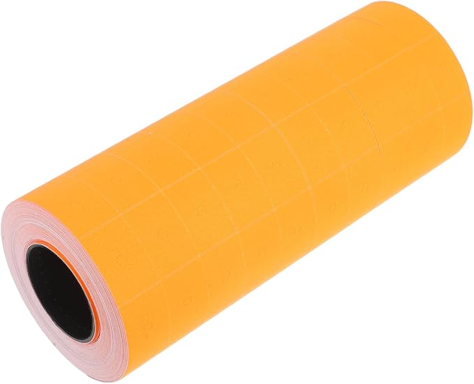 STOBOK 10rolls Marking Labels Dual Row Price Tag Paper for Price Labellers Orange Color Labels Per Roll for Retail and Warehouse Use
