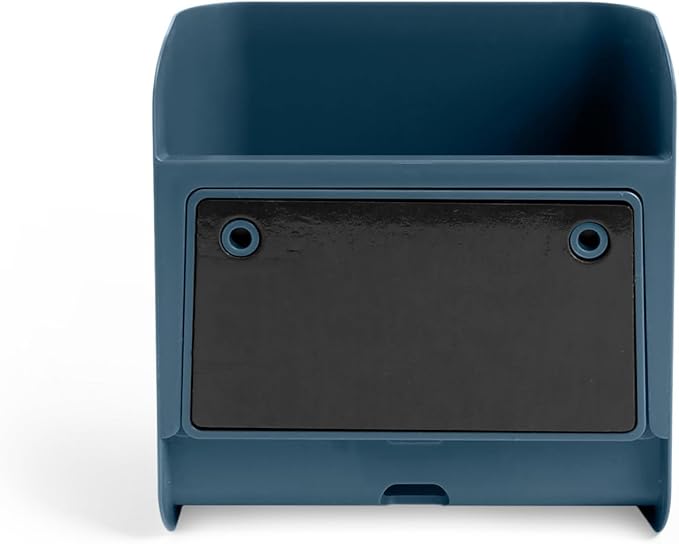 Poppin Magnetic Pen Holder - Office Supplies Storage Cup with 3 Mounting Options (adhesive strips, magnets, or screws), Mounts to Walls, Refrigerators, Lockers (Slate Blue)