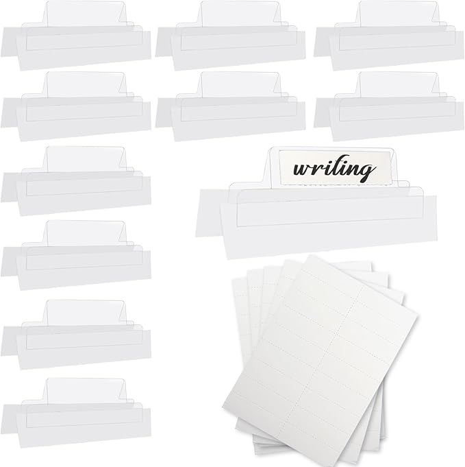 100 Pieces 2 Inch Insertable Self-Adhesive Tabs with Printable Inserts and File Folder Labels - Clear Planner Tabs for Book Pages