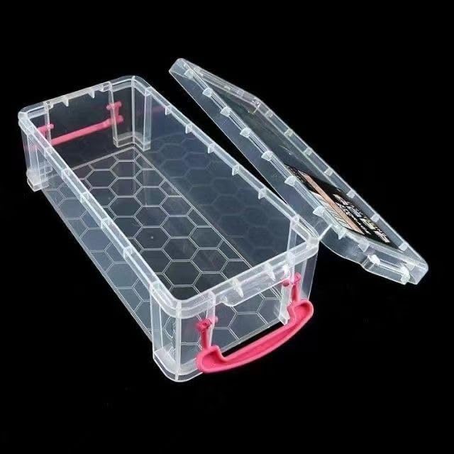 Clear Stackable Storage Containers with Colored Handles, 6 Pack Plastic Organization Boxes for Office Supplies, Art Materials, School Storage (blue) ((22 × 10 × 6.8 cm)*6 blue)