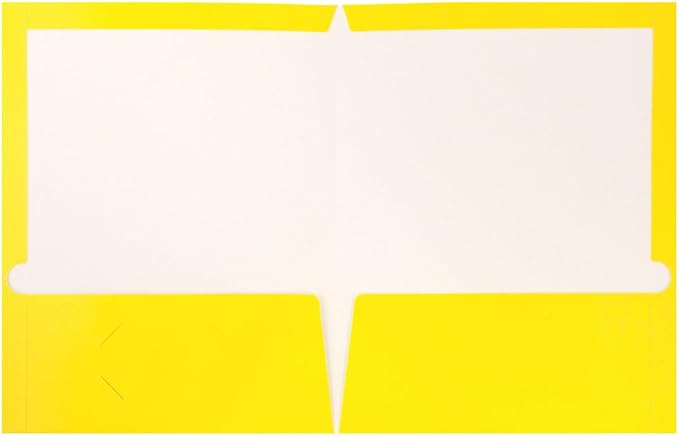 JAM PAPER Laminated Two Pocket Glossy School Folders - Letter Size - High Gloss Yellow - Bulk 100/Box