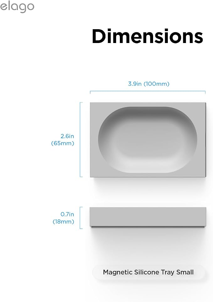 elago Smart Magnetic Desk Mat Pencil Tray – Soft Silicone Organizer for Office Supplies, AirPods, Glasses, Pens – Noise-Free, Non-Slip, Washable, Item for Desk Management [Small] (Light Grey)