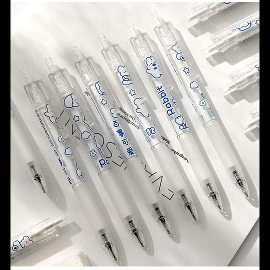 Kawaii Gel Pen Cute Cartoon Press Pen ins Creative Cute Cartoon Student Black Signature Gel Pen(0.5mm,White)