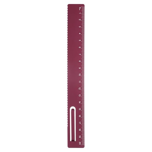 HARFINGTON Straight Ruler 20cm Metric Metal Aluminum Alloy Measuring Bookmark Clip Ruler Scale Tool for Measure Study Reading Classroom Office, Dark Red