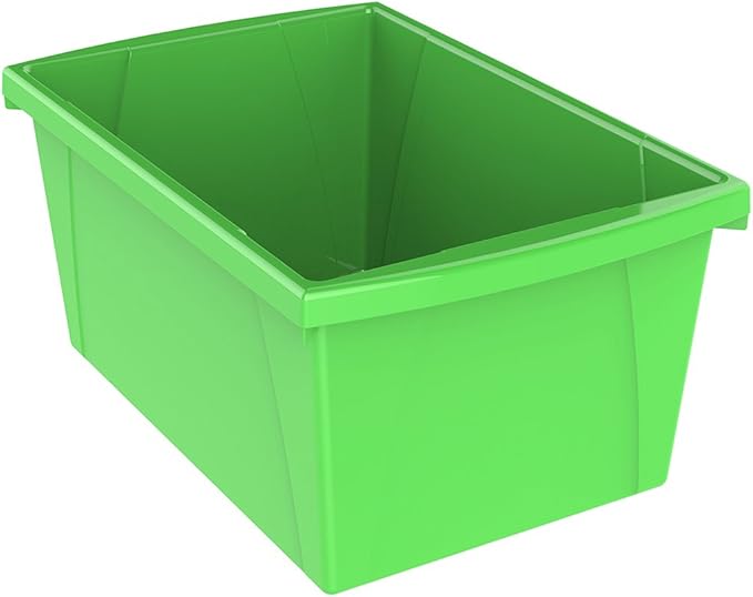 Storex 5.5 Gallon Storage Bin – Plastic Classroom Organizer for Books and Supplies, Green, 1-Pack (61485C06C)