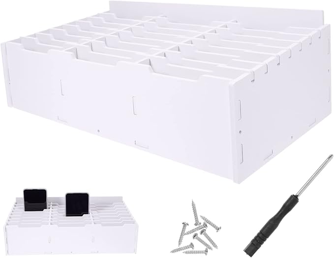 Angoily Multi-Grid Phone Storage Box 24 Slots Classroom Cell Phone Holder Desk Organizer for School Office Mobile Repair and Desktop Organization