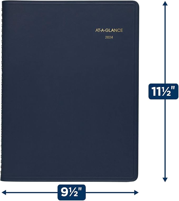 AT-A-GLANCE 2024 Monthly Planner, 9" x 11", Large, Navy (702602024)