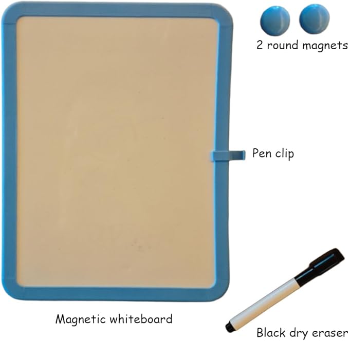 Magnetic Whiteboard, Erasable Notepad, Portable Drawing Board, Teaching Whiteboard, Magnetic Dry Erase Board for Lockers, 8.5“ x 11” with Marker and 2 Magnets(SkyBlue)