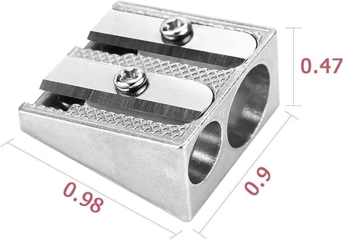 6Pcs Silver Magnesium Pencil Sharpener Survival, 2-Hole Pencil Sharpener Magnesium Alloy Wedge Profile, Pencil Sharpener Magnesium,Writing and Correction Supplies,Metal Pencil Sharpeners