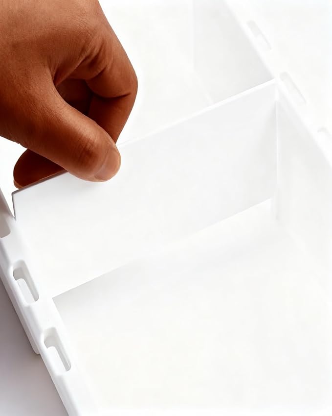 Deep Drawer Organizer Office, Adjustable & Expandable Drawer Organizer with Dividers, 18.11” White Plastic Storage Tray for Office Supplies, Kitchen Utensils,Junk & Tool Drawers