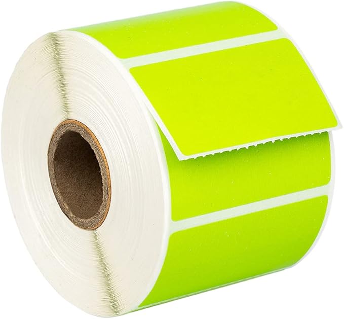 HOUSELABELS 2.25" x 1.25" Red, Blue, Yellow, Green Address Labels on 1" Core Compatible with Zebra and Rollo Printers, 48 Rolls / 1,000 Labels per Roll
