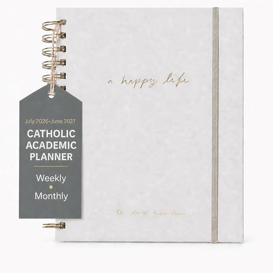 Catholic Academic Planner 2026-2027 for Women – Liturgical Planner with Prayer Prompts, Feast Days & Gratitude Journal – 6.25” x 8.25”, Mini Layout, Spiral Bound