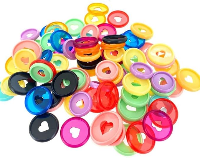 100pcs Planner Expander Discs 0.94Inch Book Binding Disc For Discbound Notebook Accessories Heart Binder Rings(All Mixed,0.94inch/24 mm)