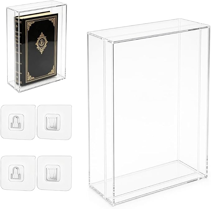 Acrylic Bible Display Case Wall Mount, Clear Acrylic Display Case for Bible, Vertical & Horizontal Book Protector Case for Collectors to Display and Storage Bibles, DVDs, 10.2 x 7 x 2.4 Inch