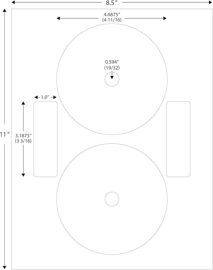 CD/DVD Label Full Face | Qty 100 Disc, 100 Spine | 50 Sheets Total | Permanent White Matte | Inkjet & Laser Compatible | Neato Small Center Style | Spine & Case Labels | Blank Label