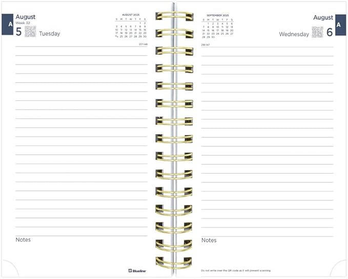 Blueline® Essential Academic Daily/Monthly Planner, August 2025 to July 2026, Twin-Wire Binding, Poly Cover, 8" x 5", Blossom Design, White (CA214PG.01-26)