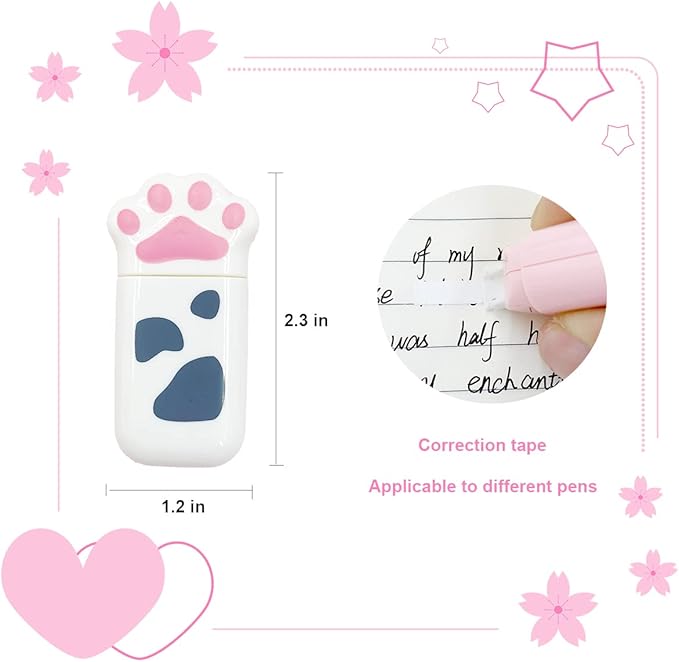 LOPURO White Out Correction Tape, 6Pcs Mini White Out Tape Pastel Color Correction Tape Eraser Easy to Use Applicator Instant Corrections for School Office Home Supplies