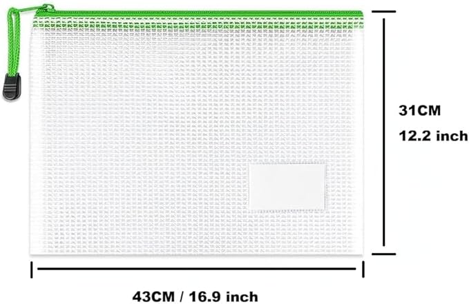 10 Pack Large Size A3 Mesh Zipper Pouches, Semi‑Clear Plastic Organizer Bags for Travel, School Supplies, Office and Home Puzzles Toys Organization – 16.9x12 Inch