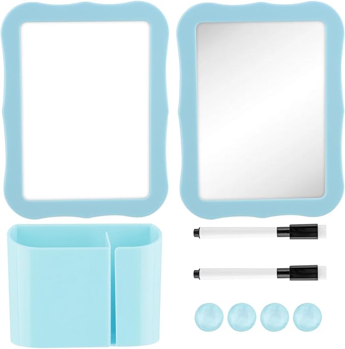 Locker Accessories Kit for Girls, Magnetic Locker Accessories with Mirror, Whiteboard, Pen Holder, Magnets & Dry Erase Markers for School, Office, Organizer Set
