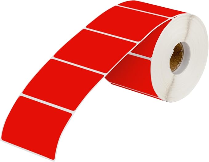 Muka 800 PCS 1.5" x 2.25" Red Thermal Labels Color Label for Barcodes, Address, Consignment, Compatible with Thermal Label Printer