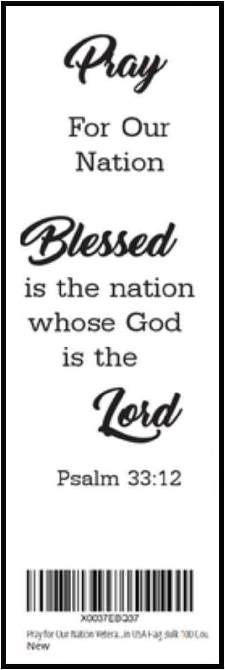 100 Pray for Our Nation Patriotic Bible Verse Bookmarks – Made in USA | Psalm 33:12 | Veterans & Military Gifts
