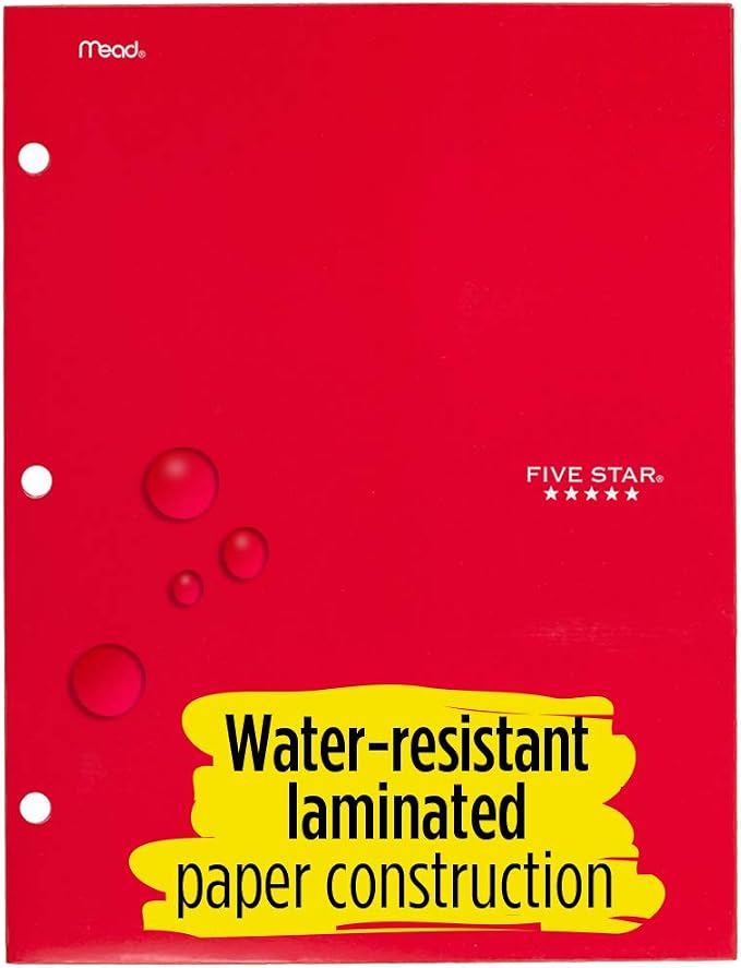 Five Star 4 Pocket Folder, 2 Pocket Folder Plus 2 Additional Pockets, Red (72089)