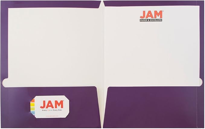 JAM PAPER Laminated Two Pocket Glossy School Folders - Letter Size - High Gloss Purple - Bulk 100/Box
