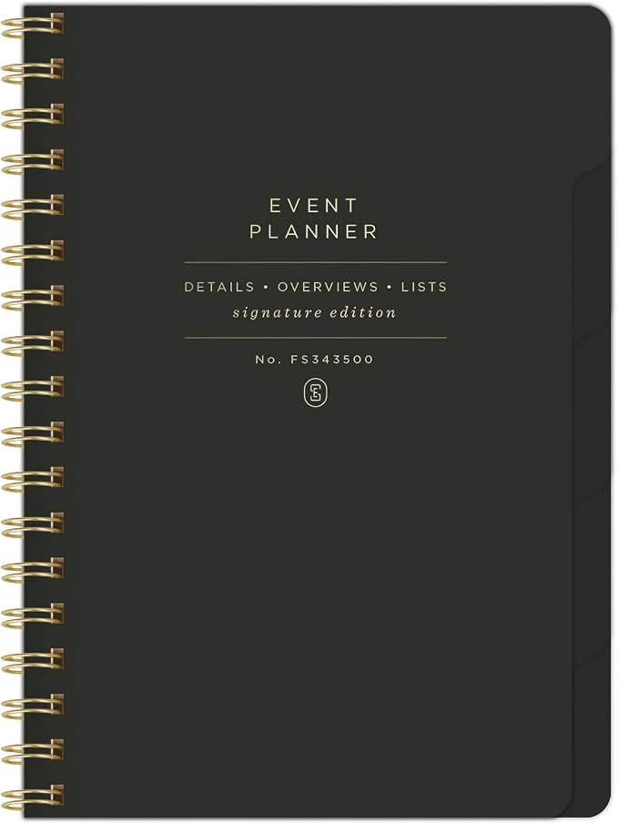 Fringe Studio Large Kraft Paper Spiral Die-Cut Tabbed Event Planner w/Sticker Sheet, "SIGNATURE", Approx. 7.25" w x 10" h, 200 Pg, Wedding Collection (343501)