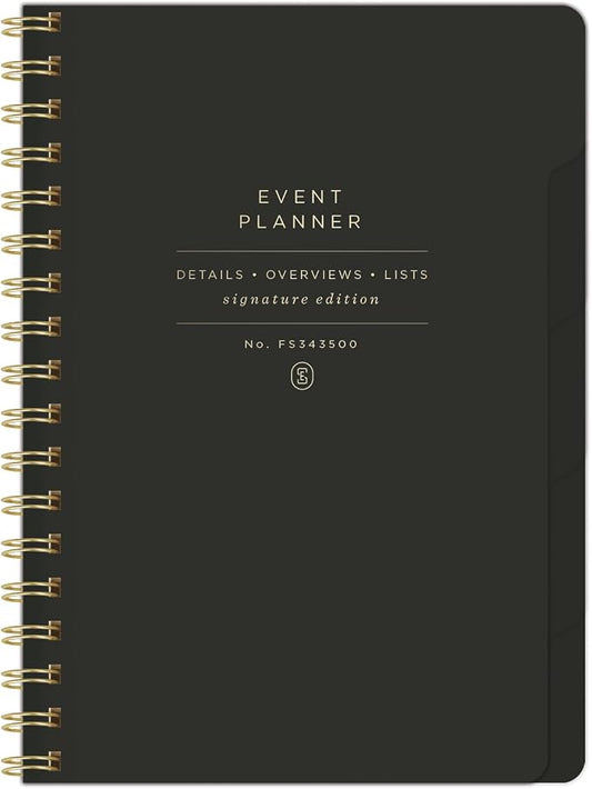 Fringe Studio Large Kraft Paper Spiral Die-Cut Tabbed Event Planner w/Sticker Sheet, "SIGNATURE", Approx. 7.25" w x 10" h, 200 Pg, Wedding Collection (343501)
