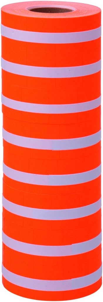 Fluorescent Red with No Tamper Proof Slits Labels to fit Towa®GL/ SpeedyMark4/ Halmark Model "L" Price Guns 16 Pack (Free Ink Roll Included)