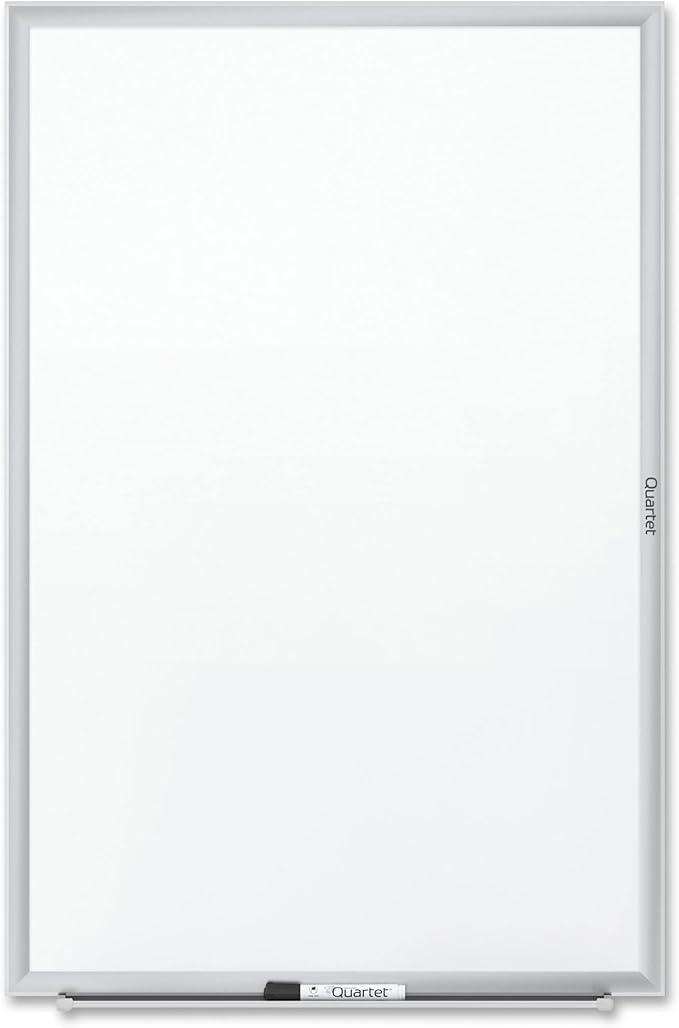 Quartet Dry Erase White Board 36"W x 24"H Non-Magnetic Whiteboard, Total Erase, Silver Aluminum Frame (S533)