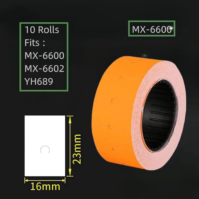 10 Rolls Labels Paper Suitable for MX-6600, MX-6602, YH-689 Price tag 2-line Marking Gun Pricemarker Labels (Without Gun