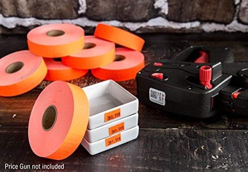 Perco Fluorescent Red Pricing Labels for Monarch 1131 Pricing Gun - 1 Sleeve, 20,000 Price Gun Labels Bundle with Monarch Ink Roll for Monarch 1131 & 1136 Price Labelers (Pack of 4)