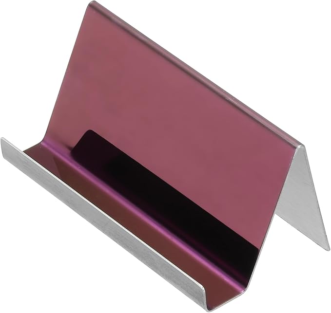 PATIKIL Business Card Holder for Desk, 3Pcs Business Card Holders Stainless Steel Card Stand Organizer Cards Display for Office Exhibition, Red
