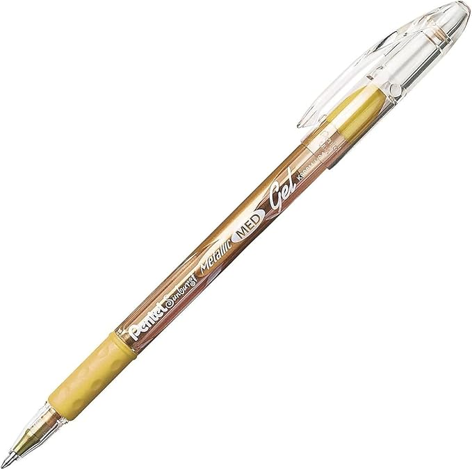 Pentel Sunburst Metallic Gel Pen, Medium Line, Permanent Gold and Silver Ink, 2 Pack (K908MBP2XZ)