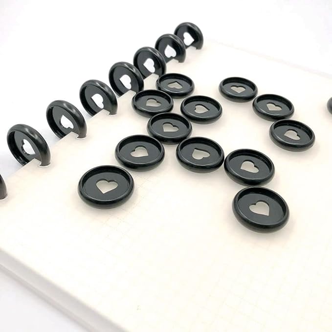 100pcs Planner Expander Discs 1.26Inch Book Binding Disc For Discbound Notebook Accessories Heart Binder Rings(Black,1.26 inch/32 mm)