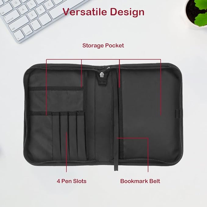 Bible Case with Handle and Zipper, Premium PU Leather Waterproof Bible Cover 11.2 x 8 x 2.2 Inches, Book Case for Standard Size Bibles with Pen Storage, Bible Accessories Gifts (Joyful)