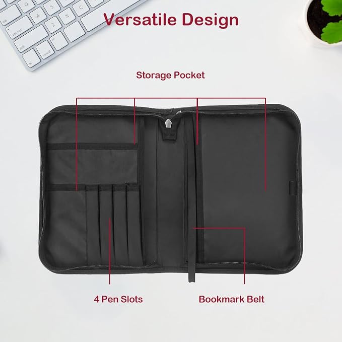 Bible Case with Handle and Zipper, Premium PU Leather Waterproof Bible Cover 11.2 x 8 x 2.2 Inches, Book Case for Standard Size Bibles with Pen Storage, Bible Accessories Gifts (Red Lion)