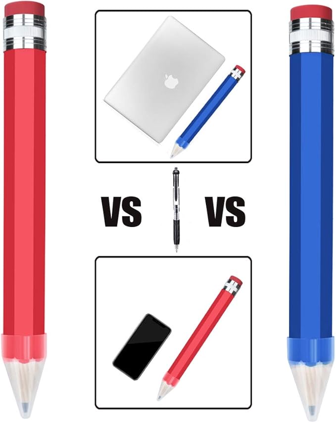 BUSHIBU Giant Pencils for Prop/Gifts/Decor - 14 Inch Jumbo Wooden Big Novelty Pencil with Cap for Schools and Homes (Blue)