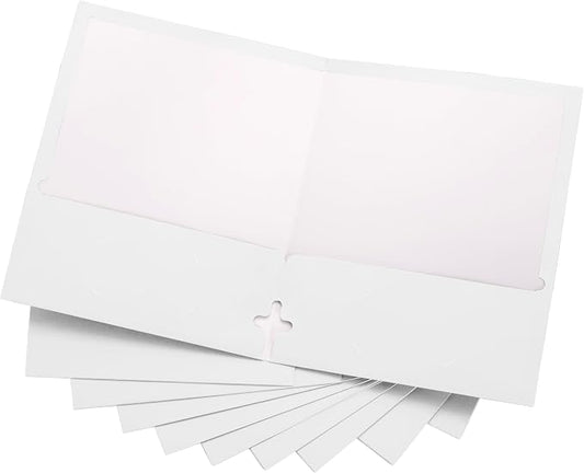 10 Pack Two Pocket Folders, White, Strong Thick Paper Folders, for Letter Size, by ACTIVITYya