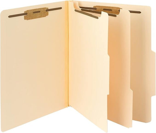 Smead Classification File Folder, 2" Expansion, 2/5-Cut Tab, Letter Size, 10 per Box (2 Dividers, Manila)