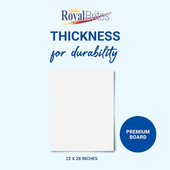 White Heavyweight Poster Board, 2-Sided 22x28 for School Projects, Arts & Crafts, Water & Fade Resistant Posterboard for Signs & Presentations, 24 Count