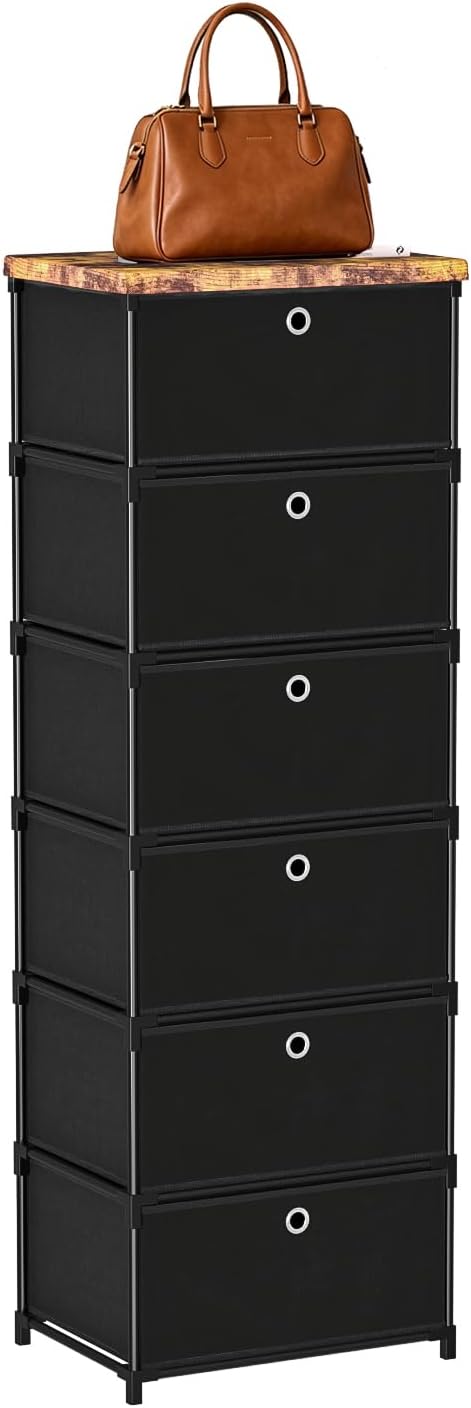LUKYTOWER Fabric Cube Storage Organizer with Bins | Sturdy 6 Cubby Shelf, Multifunctional Compact Space Saver, Large Capacity Shelves, Closet, Living Room, Dorm, Yarn