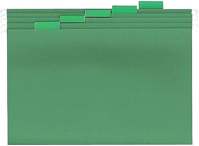 Staples Heavy Duty Hanging File Folders - Legal Size, 1/5-Cut Tabs, Assorted Colors, Tear-Resistant, 25/Box