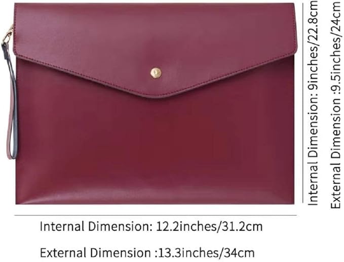 Wonderpool A4 Real Leather Multifunction Portfolio Envelope File Holder for Paper Document Stationery Organizer and Tablet Case PC Sleeve (Wine red)