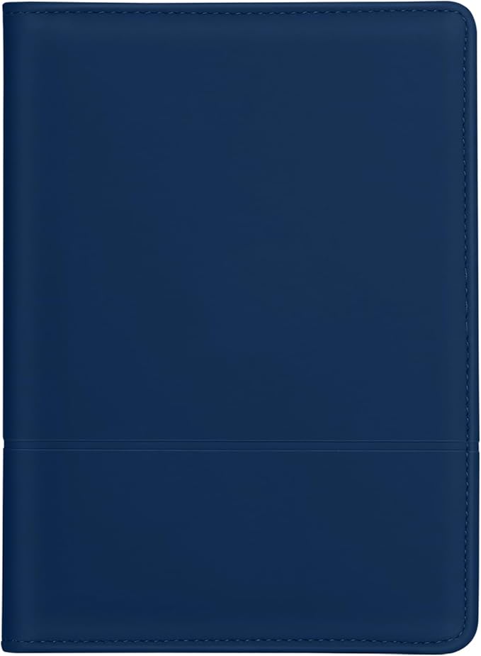 A5 Padfolio Business Portfolio Folder,Junior Size Document Folder Organizer, Padfolio with Interior Pocket and Pen Loop, 5 x 8 Writing Pad Included, Navy Blue