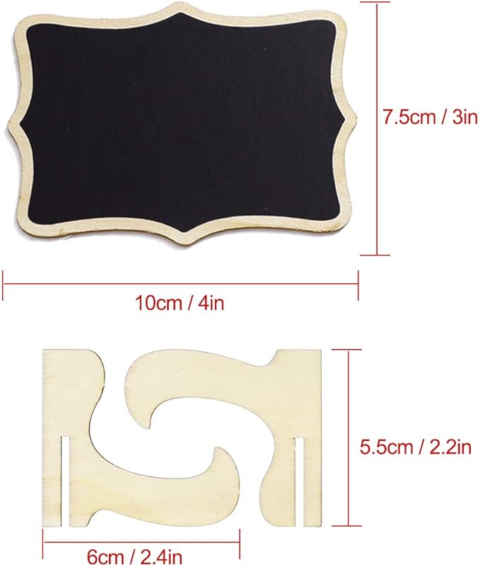 uxcell 6pcs Mini Chalkboards Signs with Base Stand Wood Wavy Design Chalkboard Tag for Message Board Signs Table Number Reminder