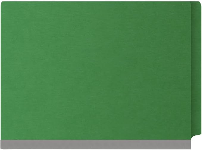 25 Pt. Pressboard Classification Folders, Full Cut End Tab, Letter Size, 2 Dividers, Moss Green (Box of 10)